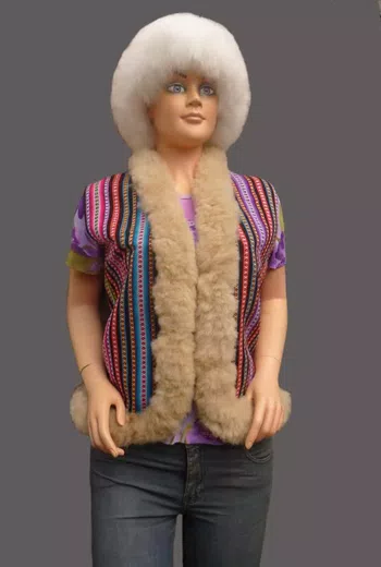 Fashion Andean with Baby alpaca Fur Trim Vest d04