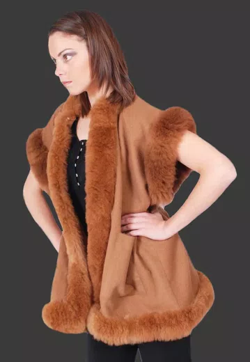 Fine Baby alpaca Fur Trimmed Vest d04