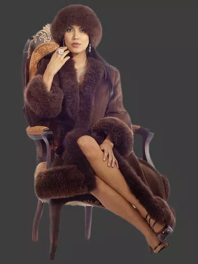 Luxury Baby alpaca Fur Trimmed Coat d09