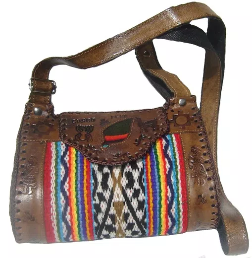 Andean Leather Wool Handbag d11
