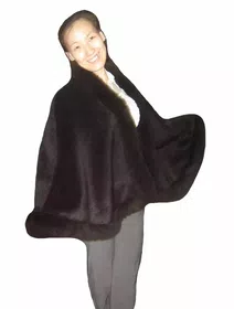 Baby Alpaca Fur Trim Cape