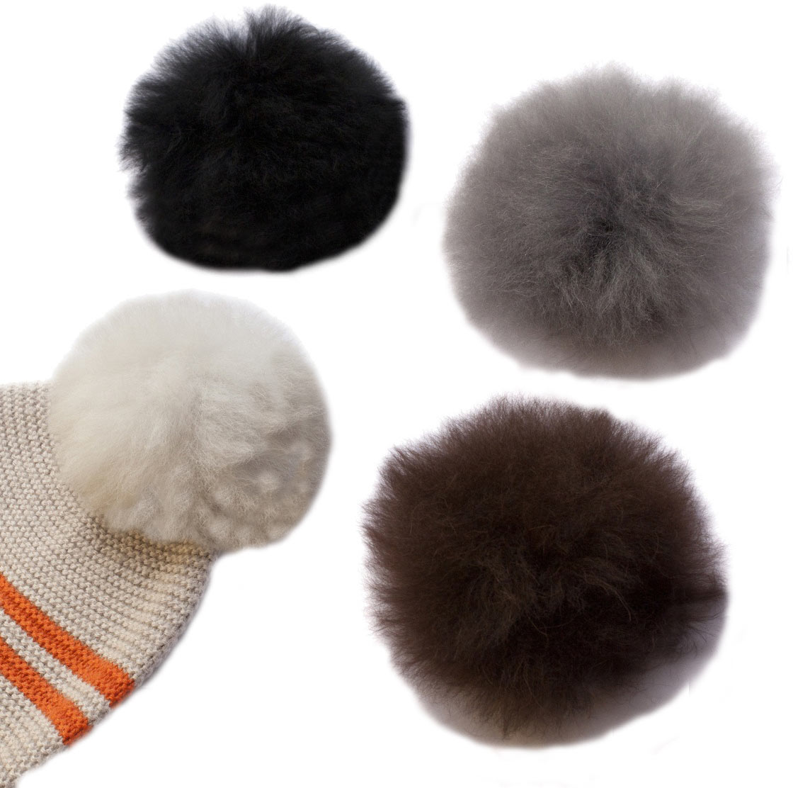 Soft and Warm Baby Alpaca Fur Pom Poms