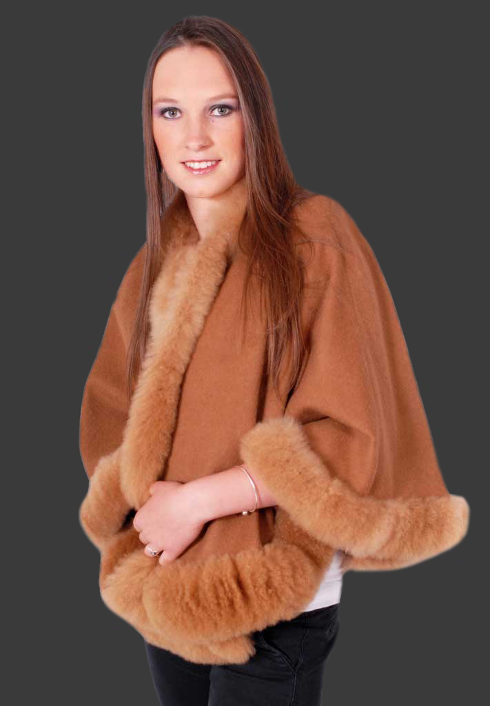 Luxuries Baby Alpaca Fur Trim Cape