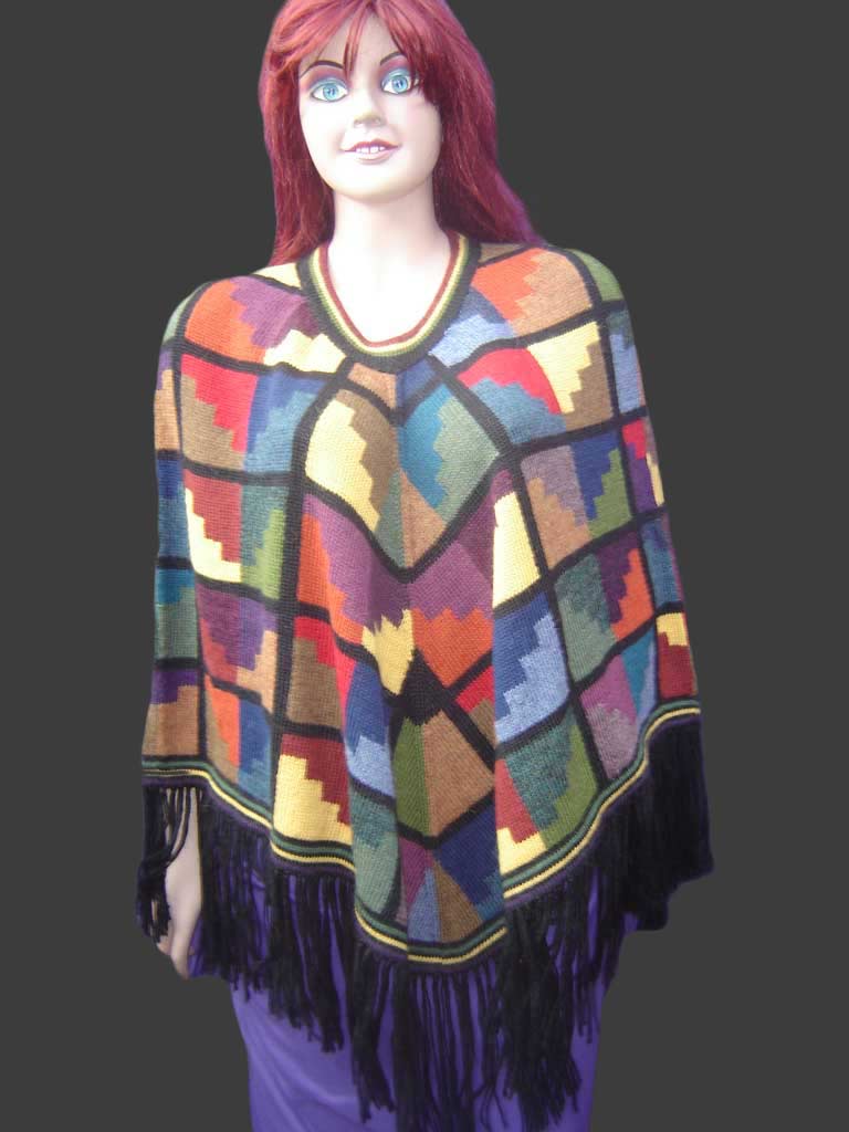 Multicolor Baby Alpaca Poncho perfect for winter season